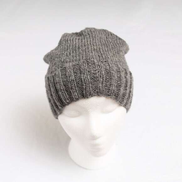 Heathered Charcoal Hand Knit Merino Wool Slouchy Beanie Winter Hat main image 6